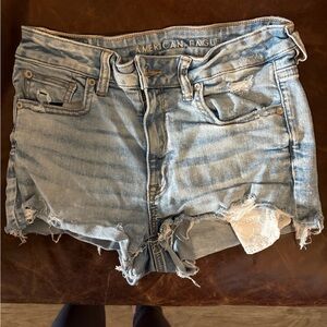 American Eagle Outfitters Light Blue Distressed Jean Shorts